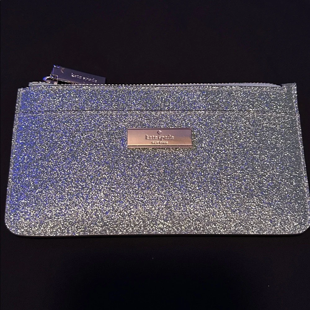 Kate Spade Seawater Green Kenzie Boxed Glitter Card Holder Wallet - Picture 3 of 15